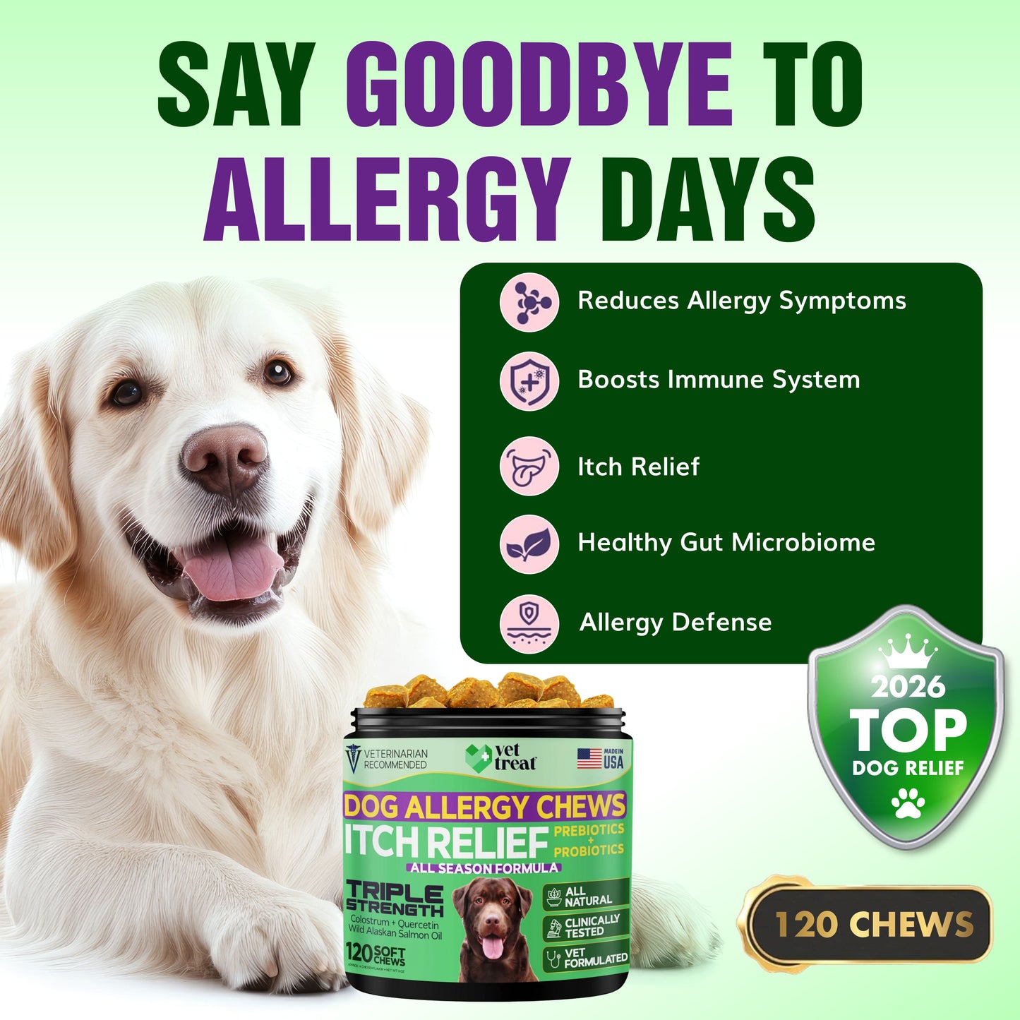 Dog Allergy Chews Itch Relief - 120 Chews