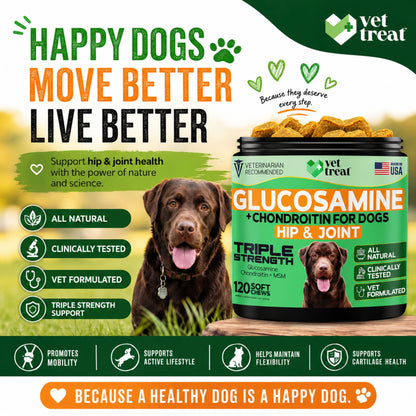 Glucosamine +Chondroitin For Dogs, Hip & Joint - 120 Chews