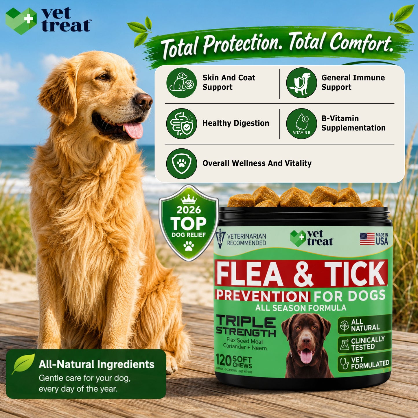 Flea and Tick Prevention for Dogs - 120 Chews