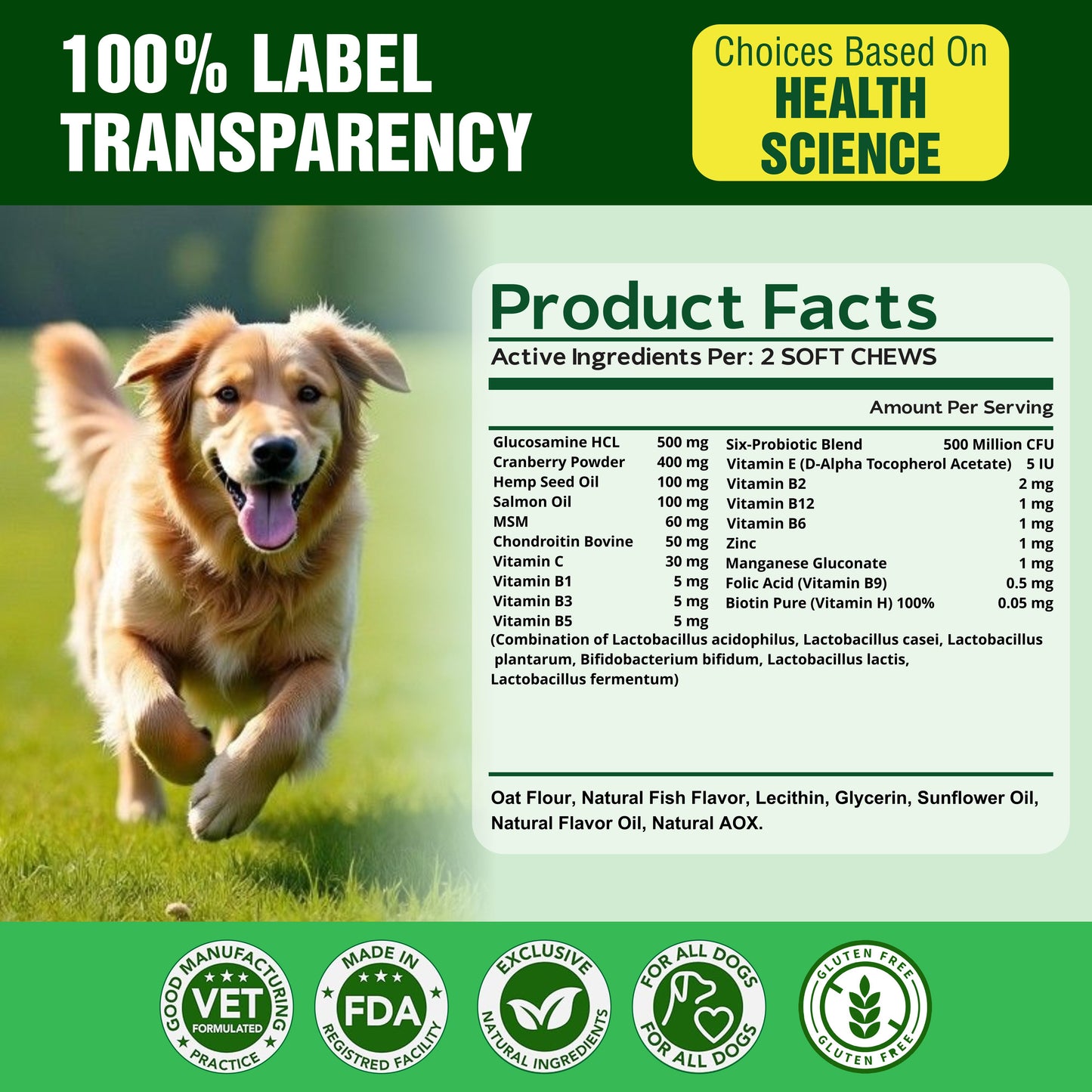 Dog Multivitamin 15 in 1 Daily Supplement - 120 Chews