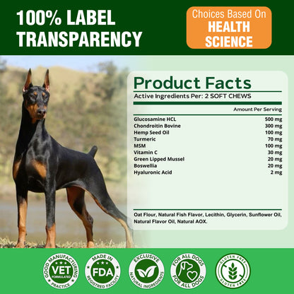Glucosamine +Chondroitin For Dogs, Hip & Joint - 120 Chews