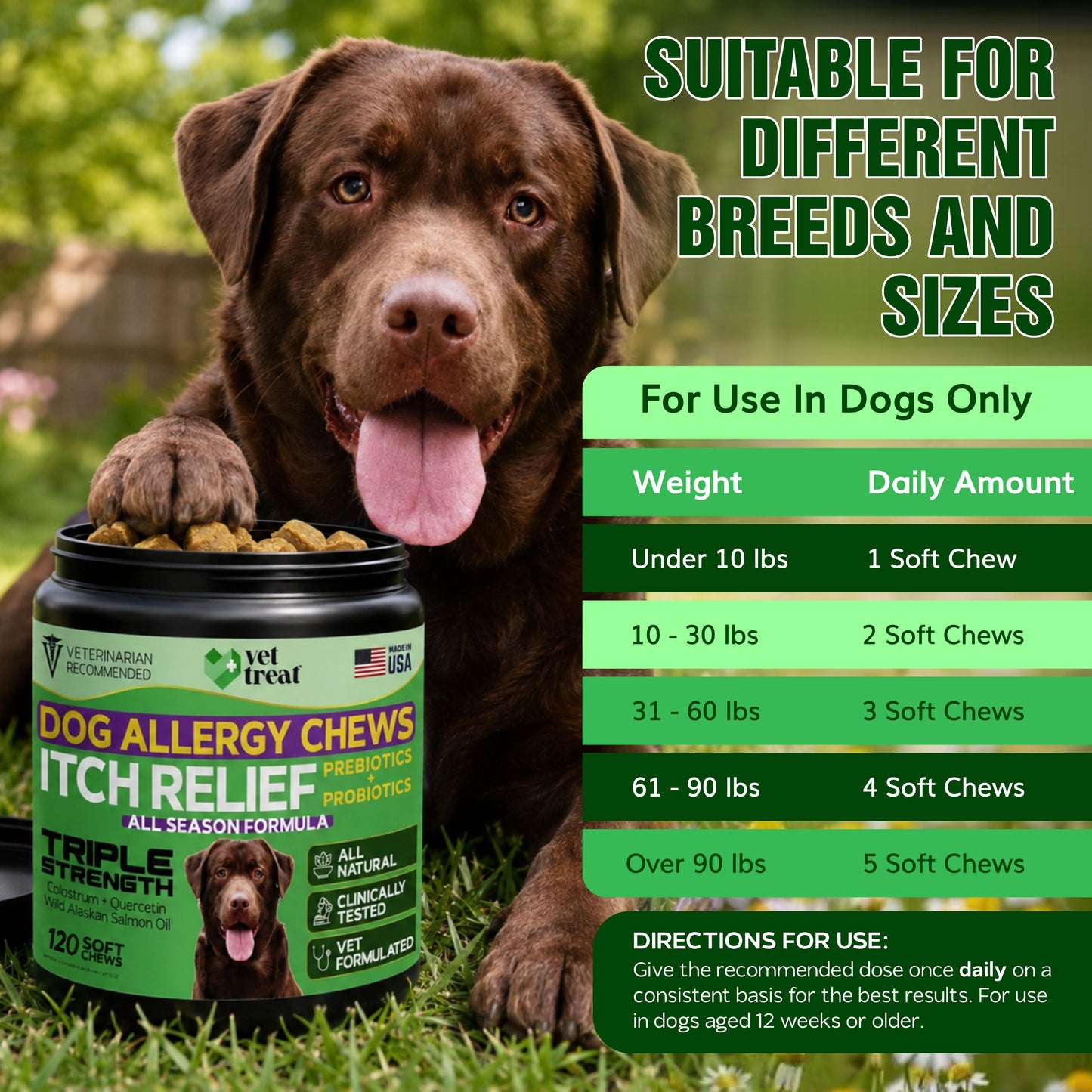 Dog Allergy Chews Itch Relief - 120 Chews