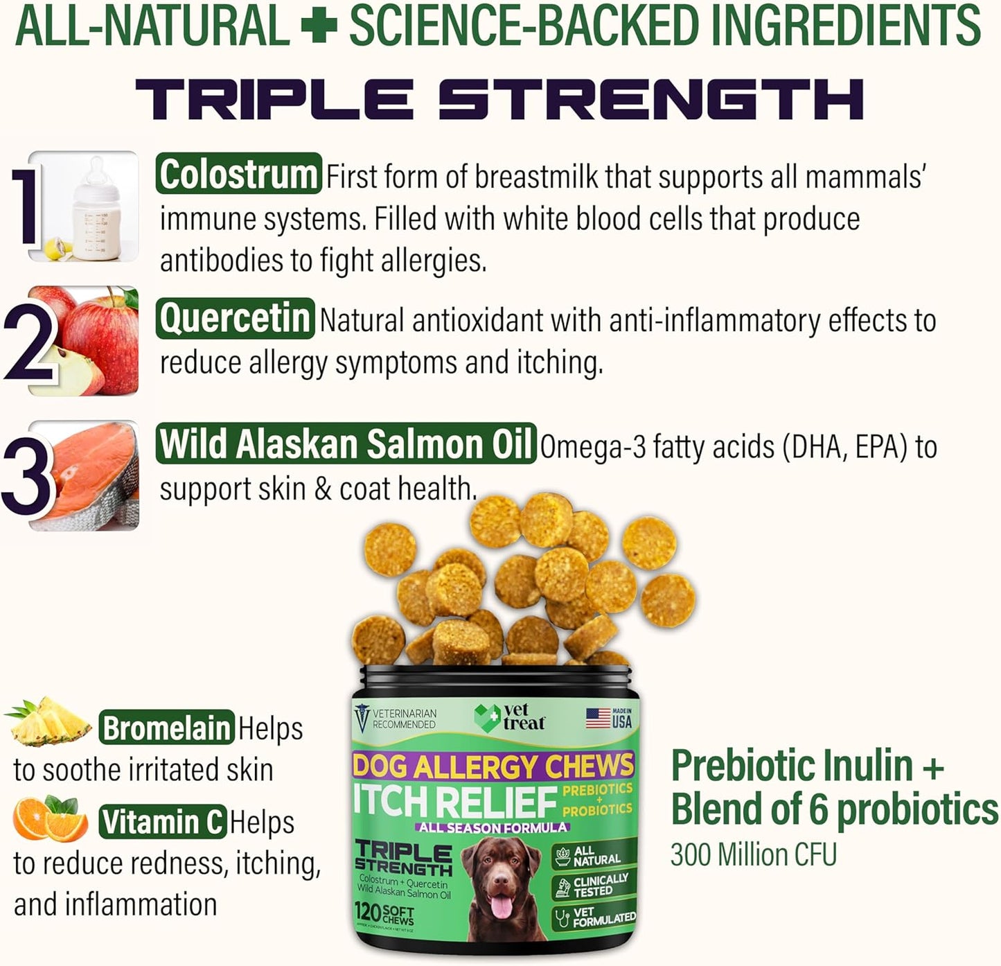 Dog Allergy Chews Itch Relief - 120 Chews