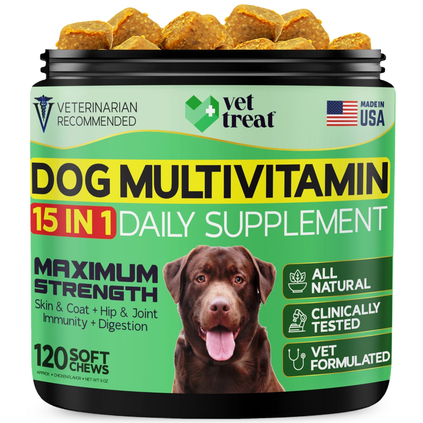 Dog Multivitamin 15 in 1 Daily Supplement - 120 Chews