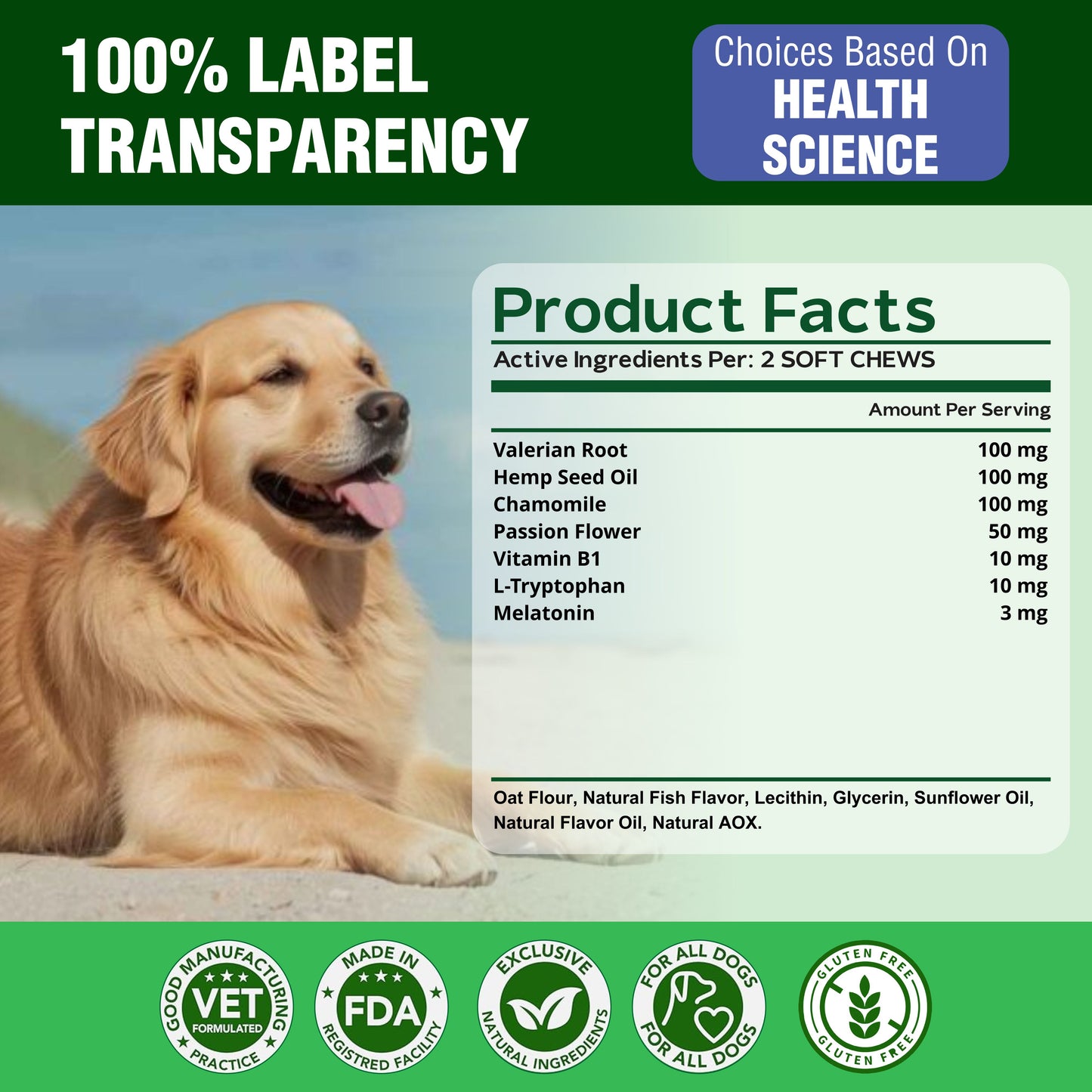 Dog Calming Anxiety & Stress Relief - 120 Chews