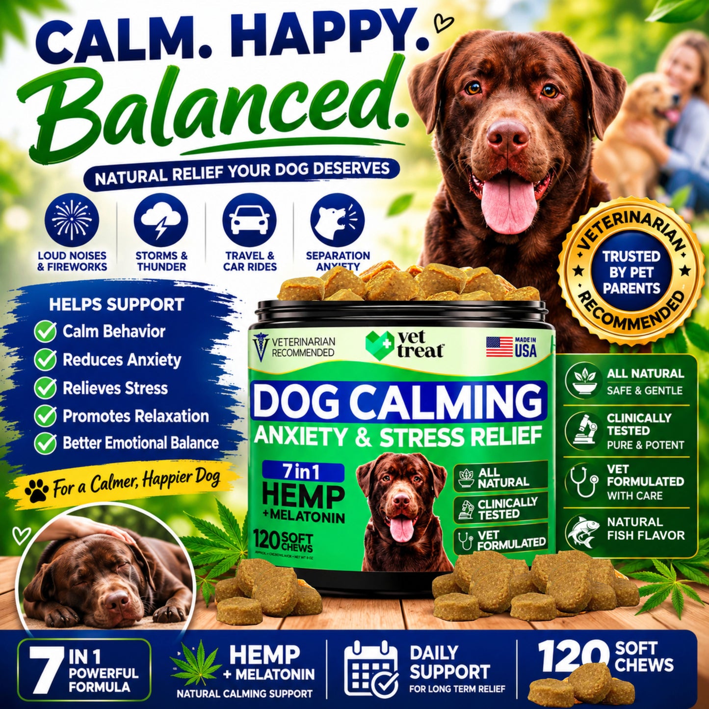Dog Calming Anxiety & Stress Relief - 120 Chews
