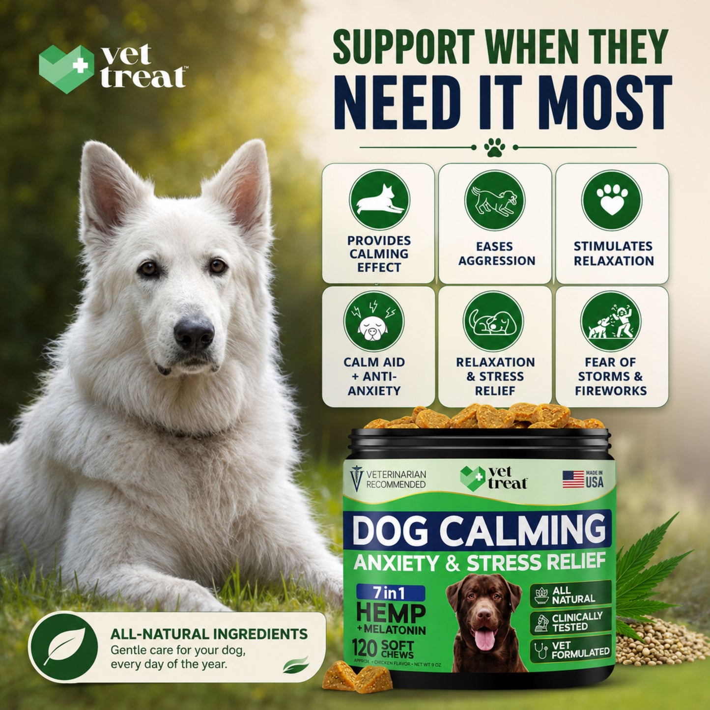 Dog Calming Anxiety & Stress Relief - 120 Chews