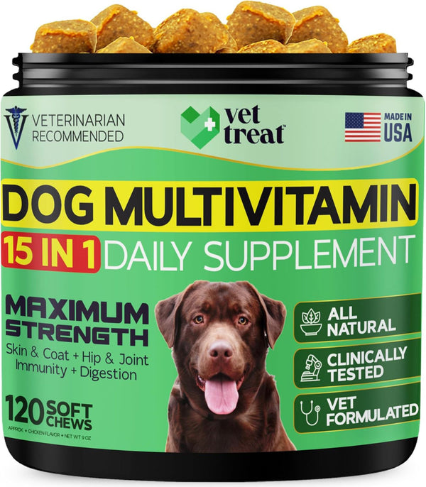 Dog Multivitamin 15 in 1 Daily Supplement - 120 Chews