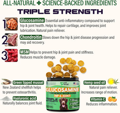 Glucosamine +Chondroitin For Dogs, Hip & Joint - 120 Chews