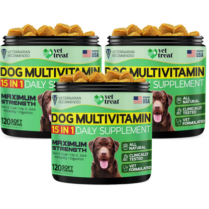Dog Multivitamin 15 in 1 Daily Supplement - 120 Chews